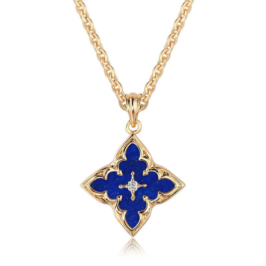 Bleu Clover Collier à Pendentif | Or