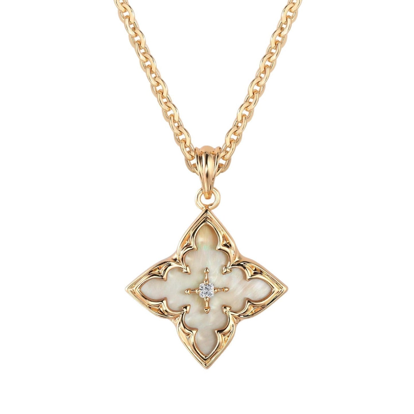 Blanc Clover Collier à Pendentif | Or