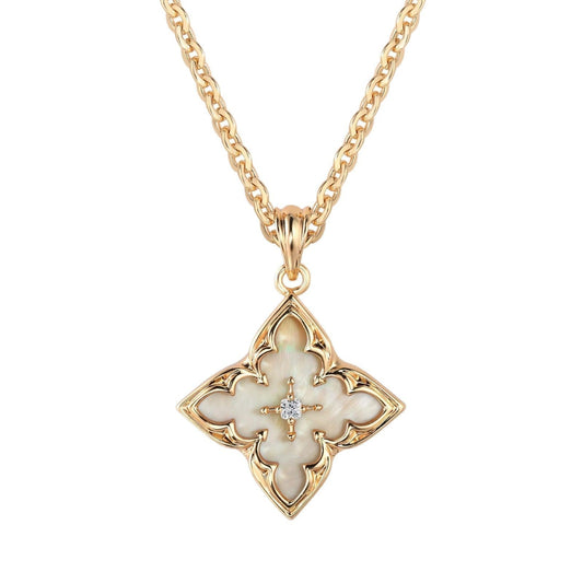 Blanc Clover Collier à Pendentif | Or
