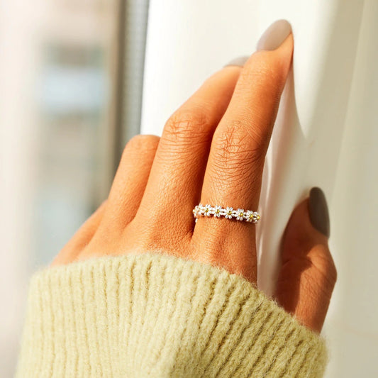 Argent Floral Bague