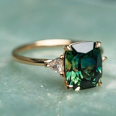 Or Émeraude Solitaire Bague