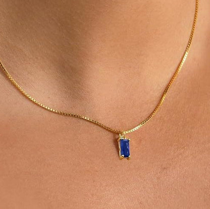 Minimaliste Saphir Collier à Pendentif | Or Blanc