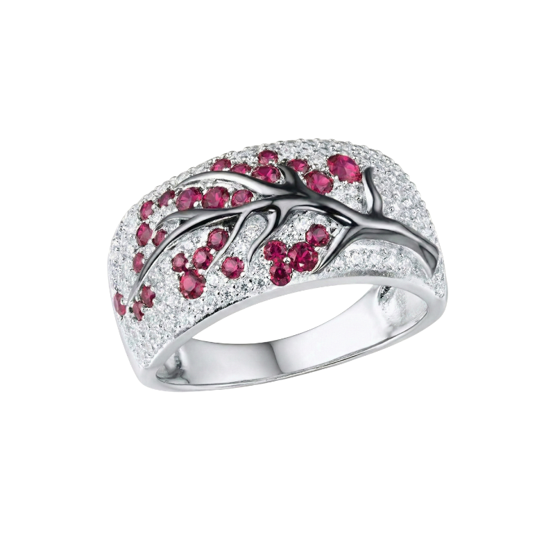 Rubis Blossom Tree Bague | Or Blanc