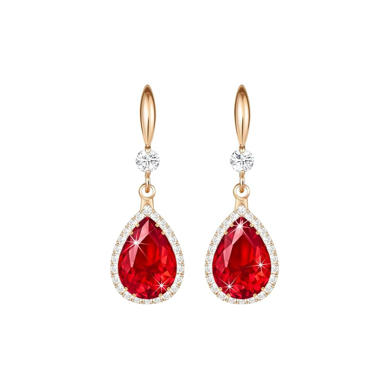 Rubis Goutte Boucles d'Oreilles | Or Rose