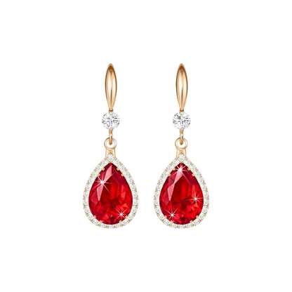 Rubis Goutte Boucles d'Oreilles | Or Rose