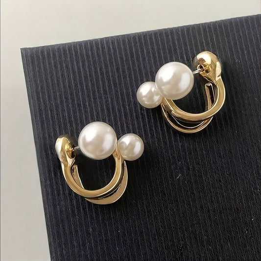 Double Perle Boucles d'Oreilles Statement