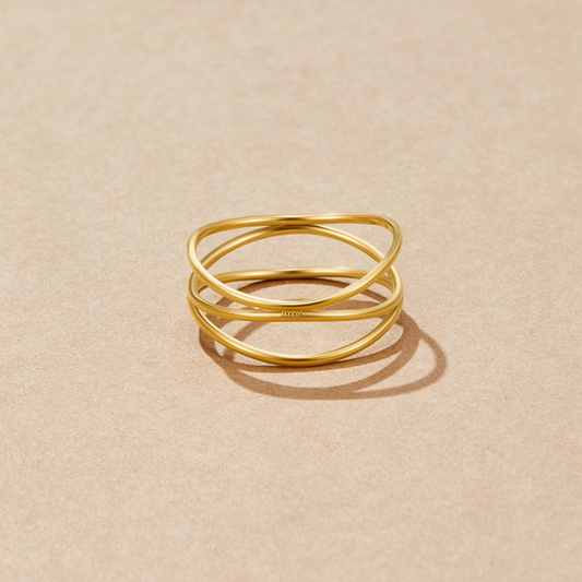 Or Minimaliste Enveloppant Bague