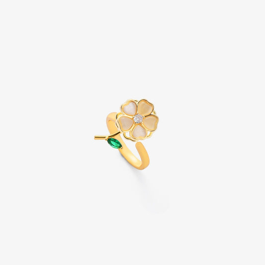 Émeraude Leaf Fleur Bague Tournante | Or