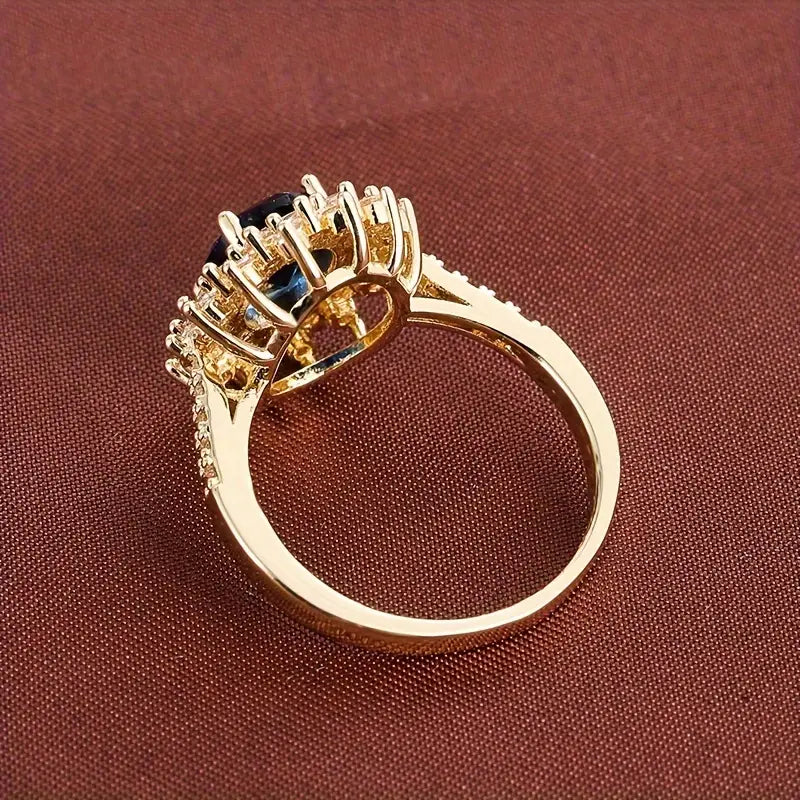 Or Saphir Halo Bague
