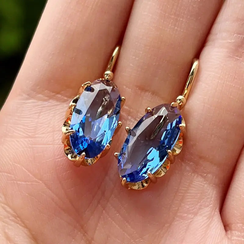Or Saphir Boucles d'Oreilles Pendantes