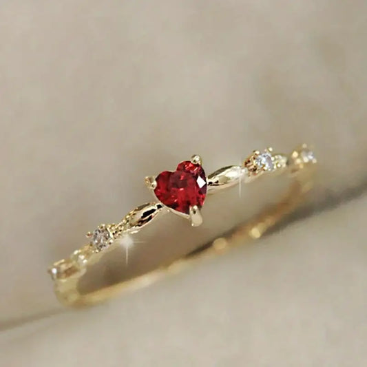 Or Rubis Cœur Bague
