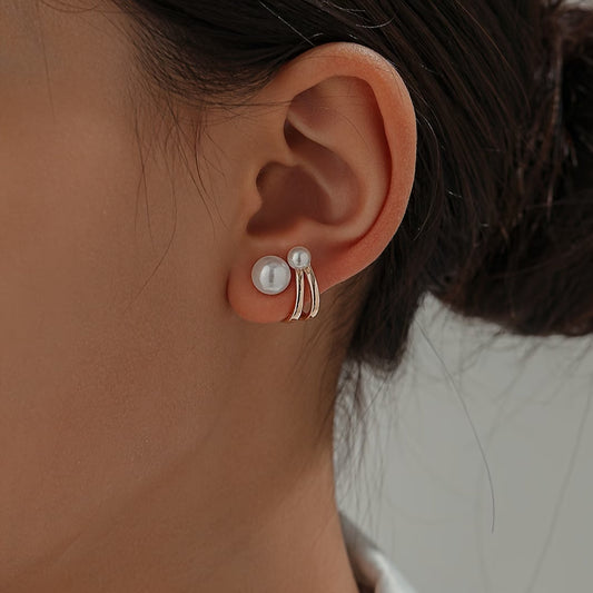 Double Perle Boucles d'Oreilles Statement