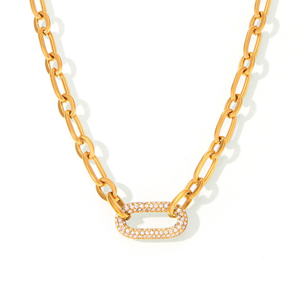 Paved Chunky Chaîne Maillon Bijou Set | Or