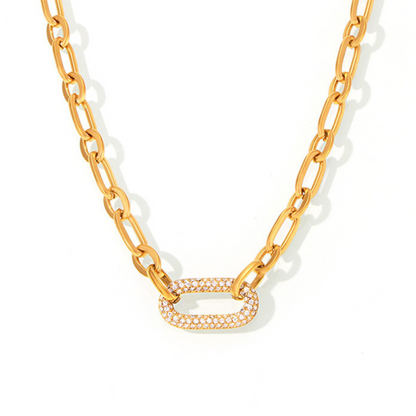 Paved Chunky Chaîne Maillon Bijou Set | Or