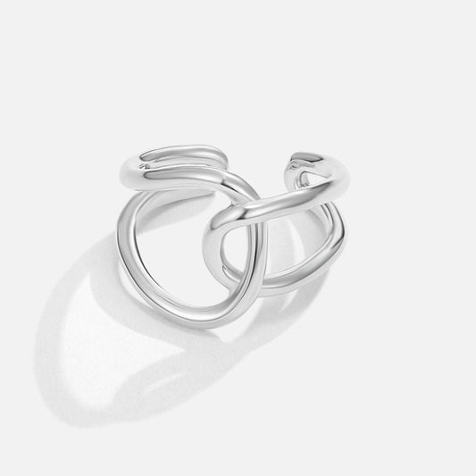 Argent Interlocking Bague Ouverte
