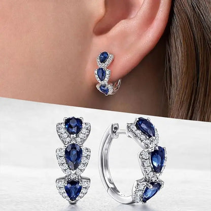 Argent Saphir Halo Créoles
