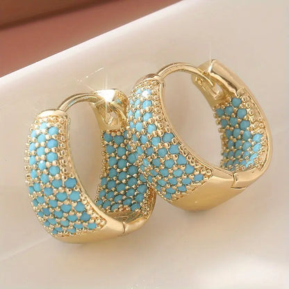 Golden-Tone Turquoise Perlé Créoles | Or