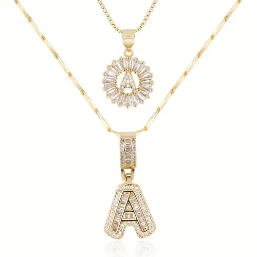 Pavé lettre initiale collier set | Or