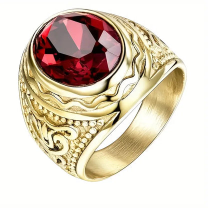 Or Rubis Gravé Bague