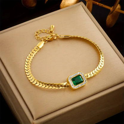 Or Émeraude Bracelet Chaîne