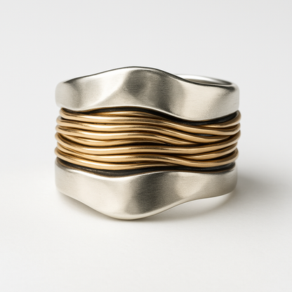 Argent Doré Fils Bague