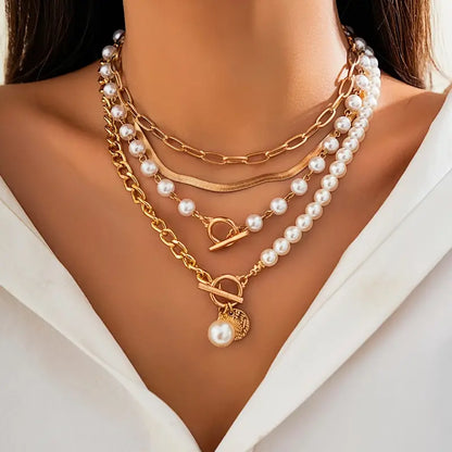 Vintage Perle & Or Serpent Collier Chaîne Set | Or