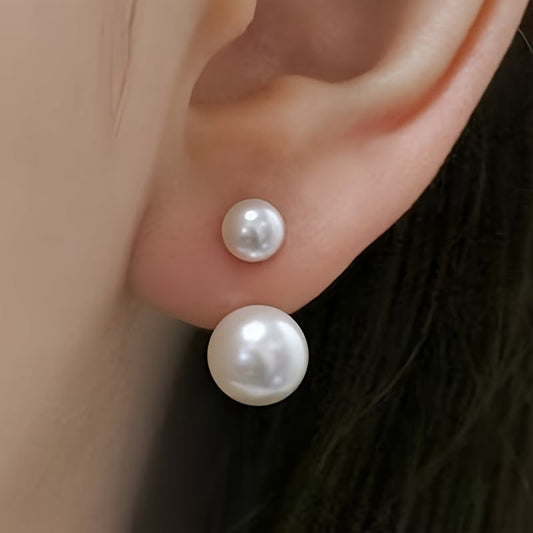 Double Perle Boucles d'Oreilles Statement