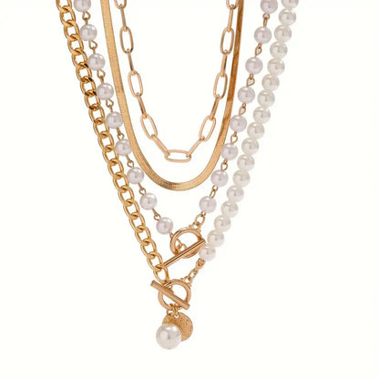 Vintage Perle & Or Serpent Collier Chaîne Set | Or