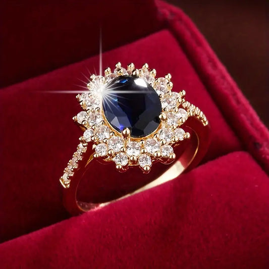 Or Saphir Halo Bague