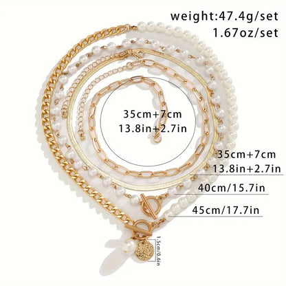 Vintage Perle & Or Serpent Collier Chaîne Set | Or