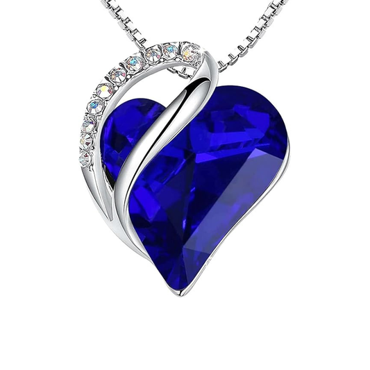 Argent Saphir Cœur Collier