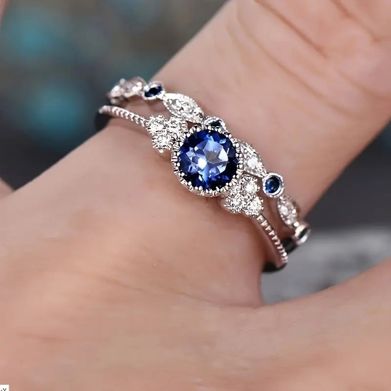 Argent Saphir Halo Bague