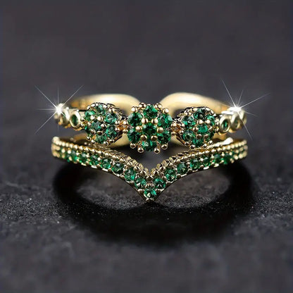 Or Émeraude Cluster Bague