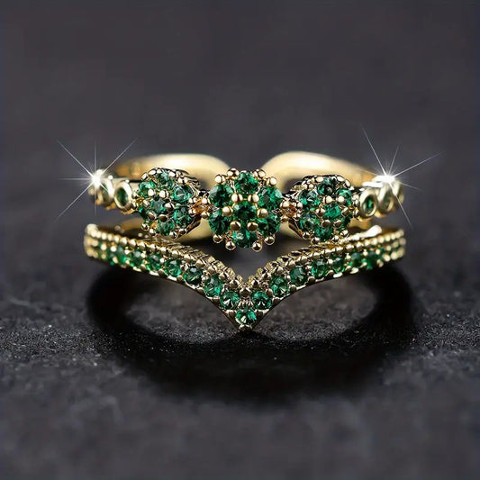 Or Émeraude Cluster Bague