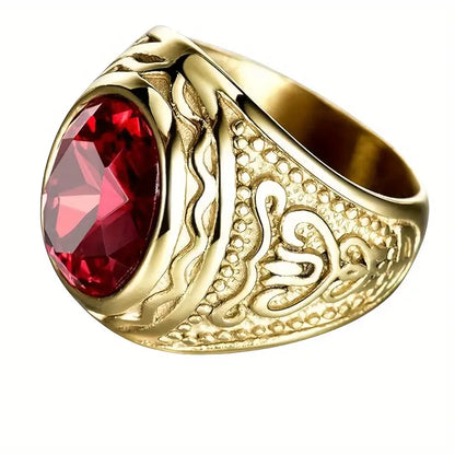 Or Rubis Gravé Bague
