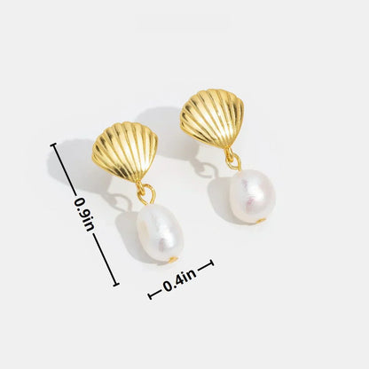 Or Shell Perle Boucles d'Oreilles