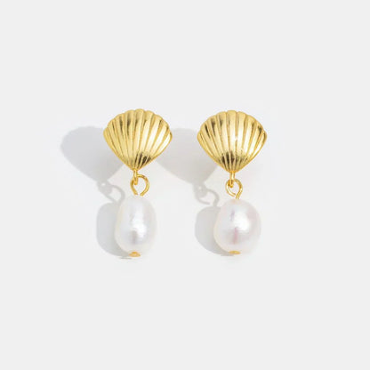 Or Shell Perle Boucles d'Oreilles