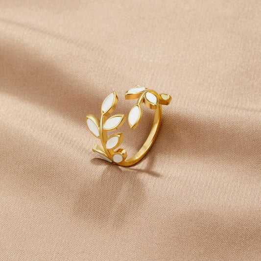 Or Leaf Motif Bague