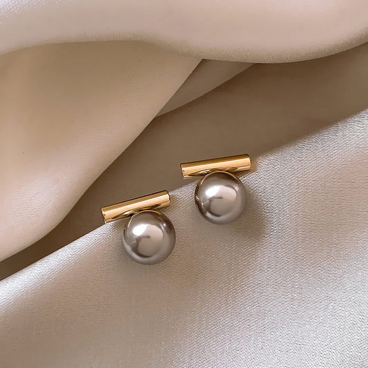 Or Barre Perle Puces d'Oreilles