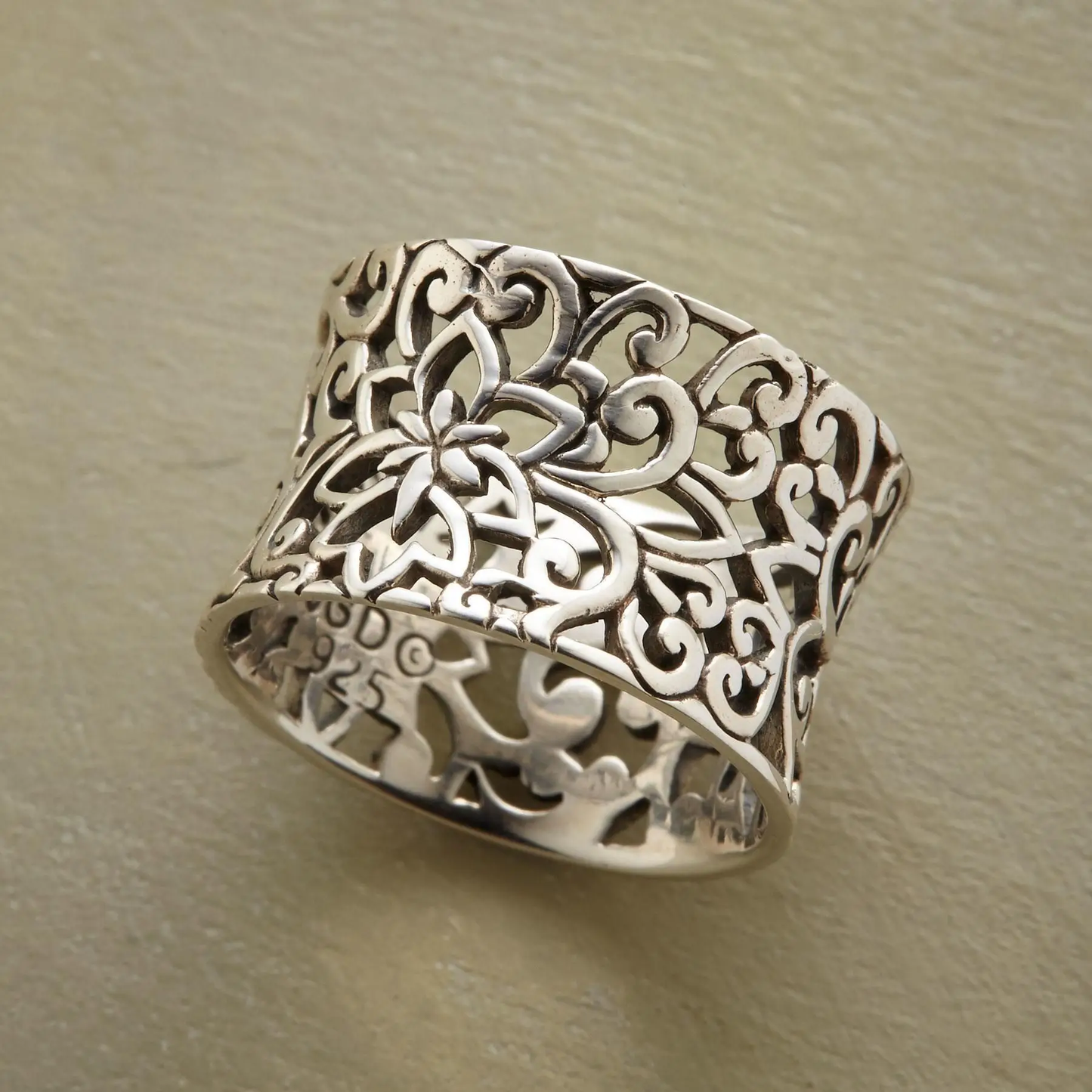 Argent Ornate Filigrane Bague