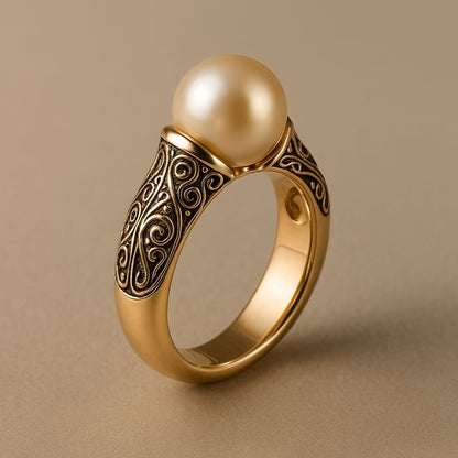 Or Filigrane Perle Bague