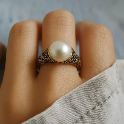 Or Filigrane Perle Bague