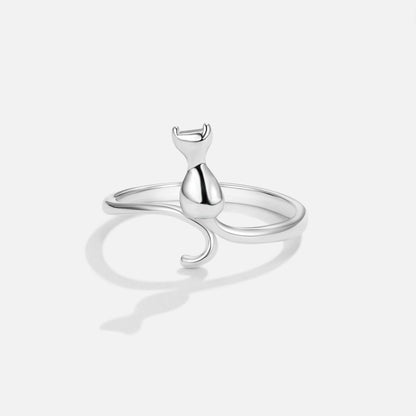 Argent Chat Motif Bague
