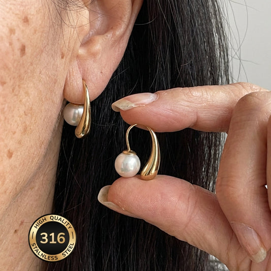 Minimaliste Arc Perle boucles d'oreilles