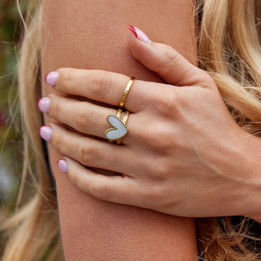 Or Cœur Motif Bague