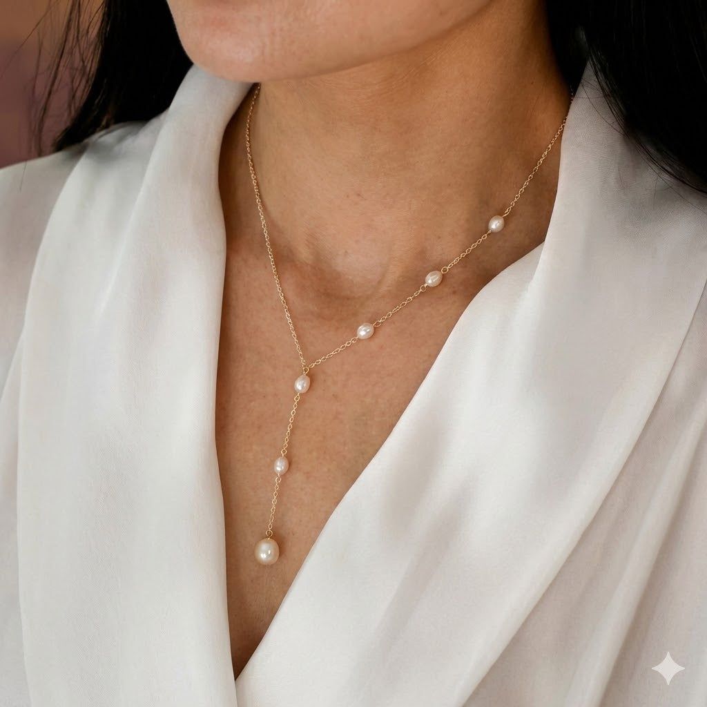 Cascading Perle Lariat Collier